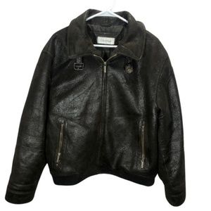 Vintage Calvin Klein Women’s Metallic Brown Faux Leather Moto Jacket